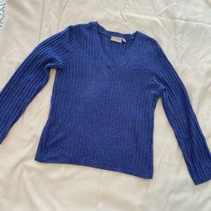 Croft & Barrow Purple V-Neck Sweater with Ribbed Texture